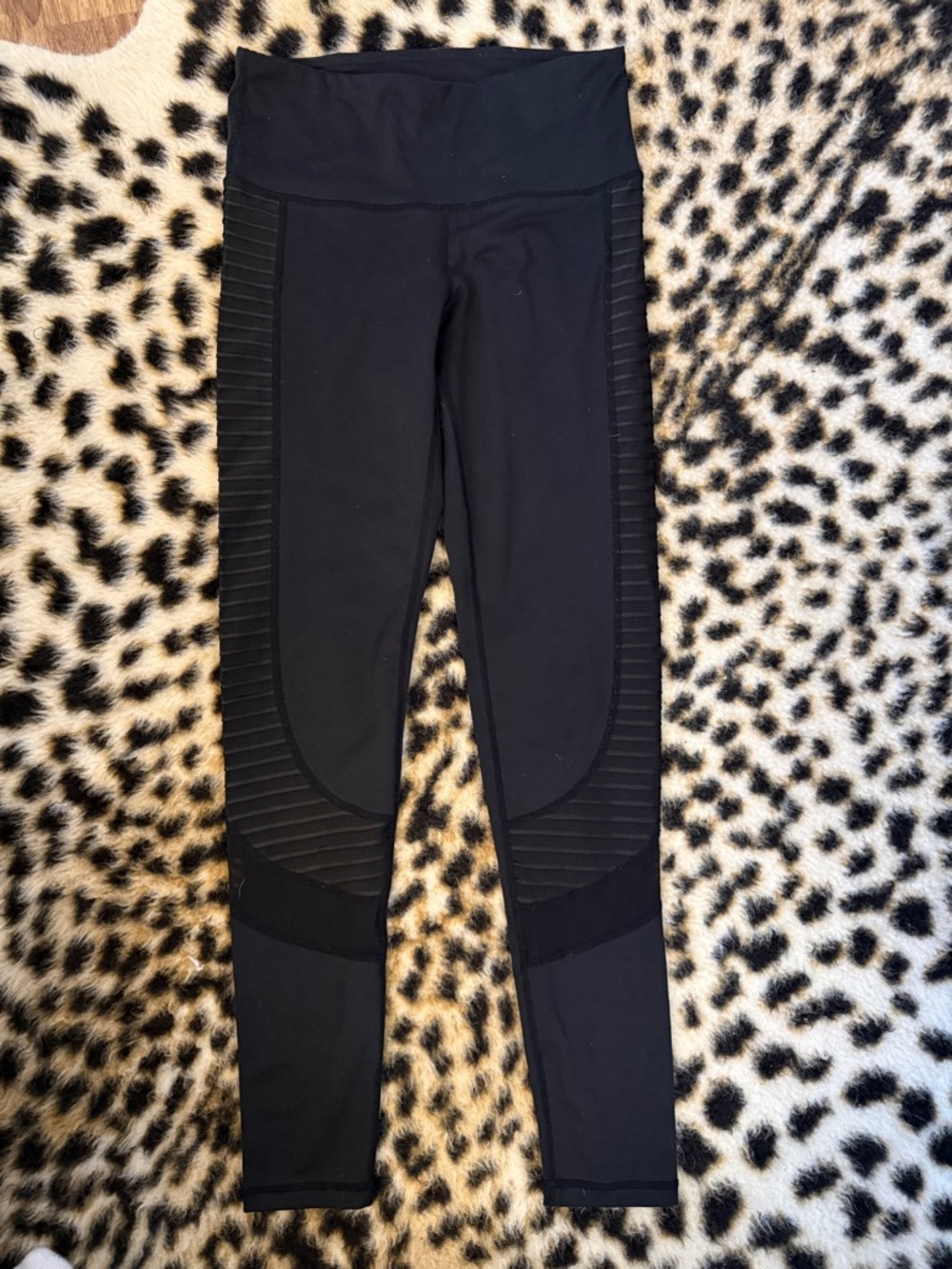 Black Ribbed Panel Leggings